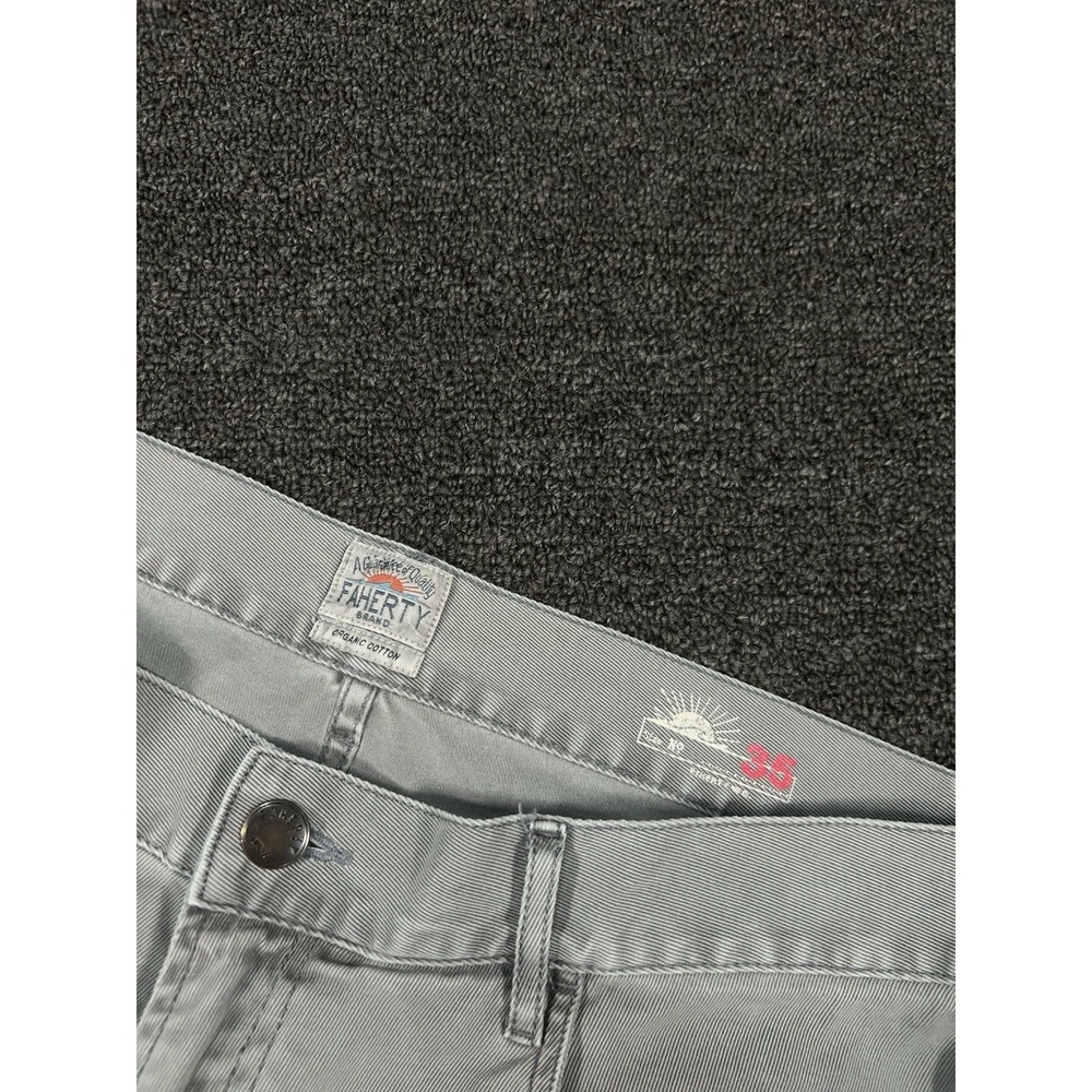 Faherty Stretch Terry‎ 5 Pocket Pants Men 35x31 Gray Slim Comfort Casual Preppy - Picture 4 of 8
